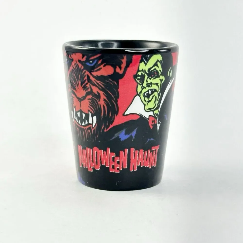 Vintage Knott’s Scary Farm Shot Glass Horror Monster Graphic Souvenir